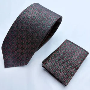 کراوات ایتالیایی طرحدار ماکروفایبر زرشکی سبز