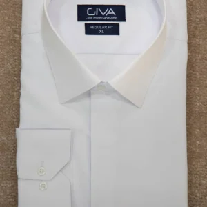 پیراهن دوشین یقه کراواتی قاپک مخفی سفید