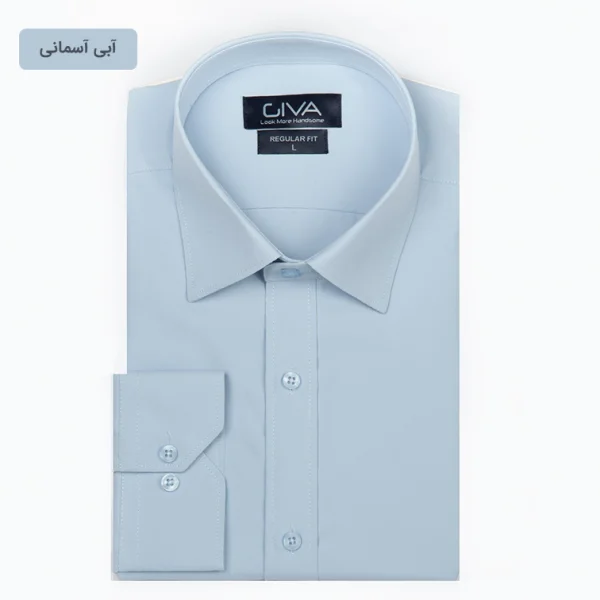 پیراهن دوشین ساده یقه کراواتی آبی آسمانی