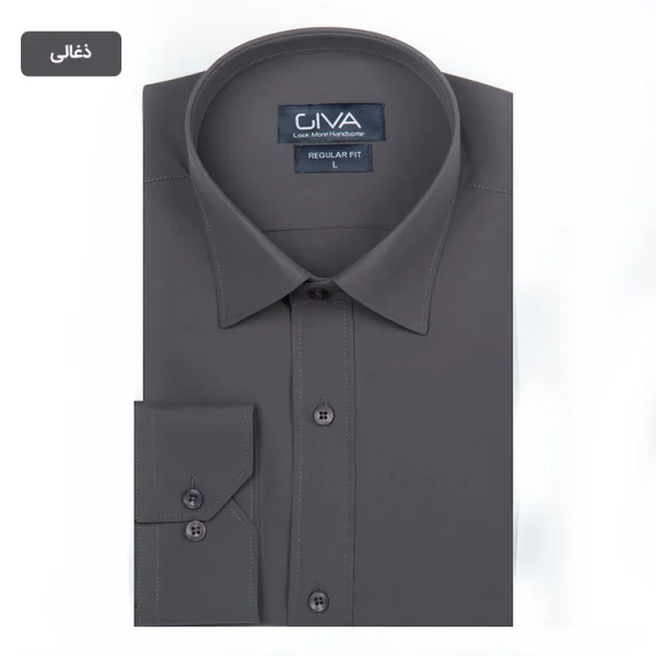 پیراهن دوشین ساده یقه کراواتی ذغالی