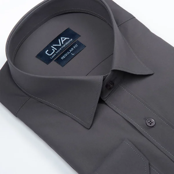 پیراهن دوشین ساده یقه کراواتی ذغالی