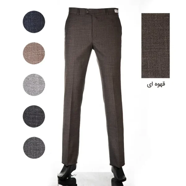 شلوار پارچه ای اسلپ راسته مردانه قهوه ای