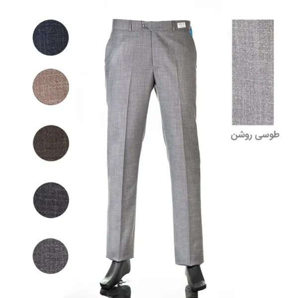 شلوار پارچه ای اسلپ راسته مردانه طوسی روشن