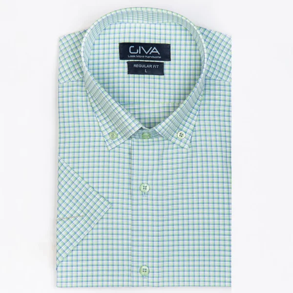 پیراهن آستین کوتاه چهارخانه4383 - Image 2