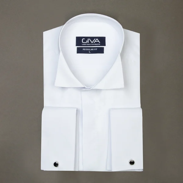 پیراهن دوشین یقه فراک مچ دوبل سفید - Image 2