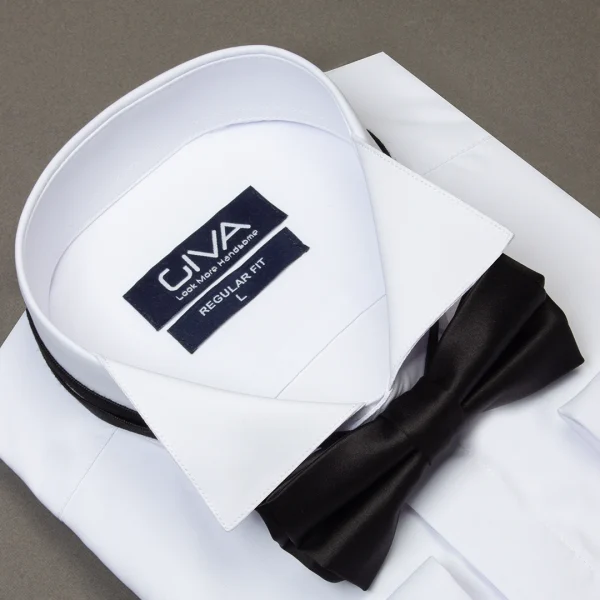 پیراهن دوشین یقه فراک مچ دوبل سفید - Image 1