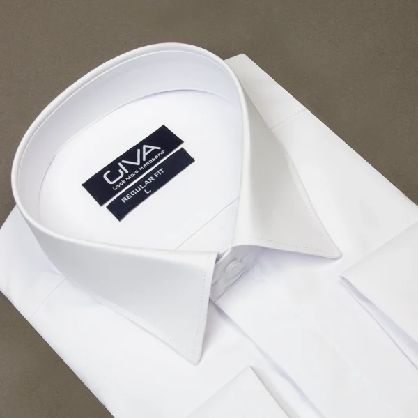 پیراهن دوشین مچ دوبل یقه کراواتی سفید - Image 1
