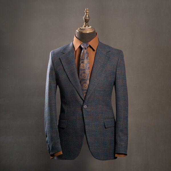 کت تک چهارخانه یقه انگلیسی - Image 1