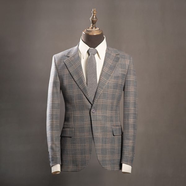 کت تک چهارخانه یقه انگلیسی - Image 8