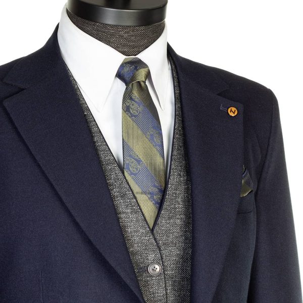 کروات سبز زیتونی و سرمه‌ای طرح بته‌جقه - Image 1