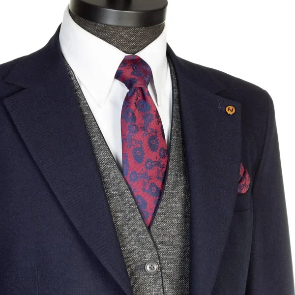 کراوات قرمز تیره با طرح گلدار - Image 1